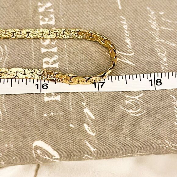 Vintage Citation Textured Gold Chain Necklace Long Simple Minimalist Retro - Picture 4 of 4